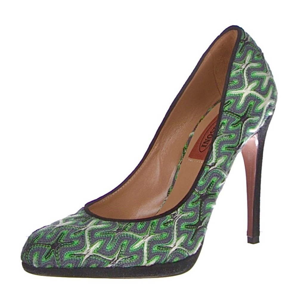 Missoni Green Printed Pumps Black Heels Shoes w/Box & Dustbag 6.5 - Picture 8 of 11